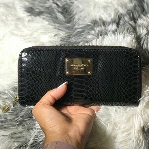 Michael Kors Black Croc Embossed Leather Wallet